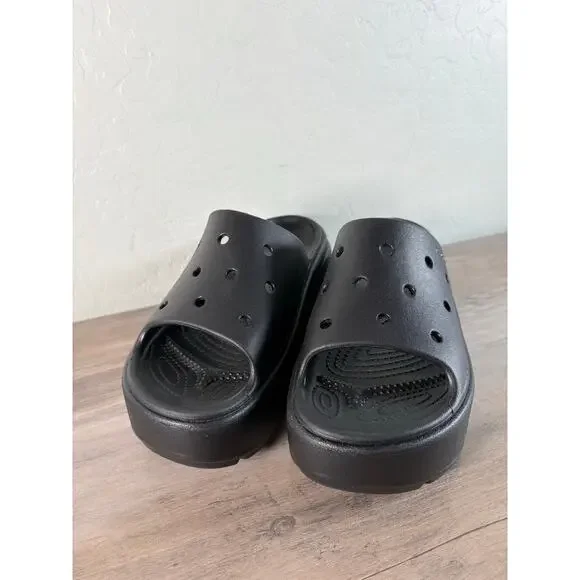 Crocs Stomp Chunky Platform Slide Sandals, Black, Women's 8‎ - Picture 3 of 7